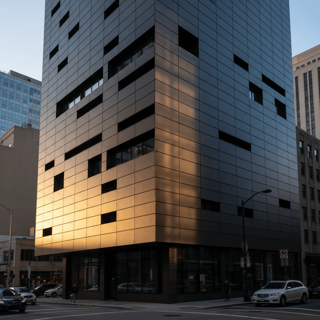 Commercial cladding installation on building exterior